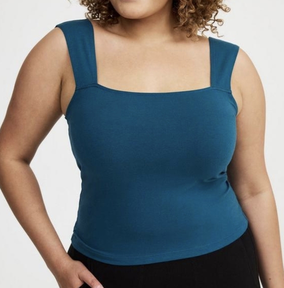NEW Torrid Foxy Crop Tank In Legion Blue Teal Sz 1 XL Peacock Poseidon 0X - Picture 1 of 7
